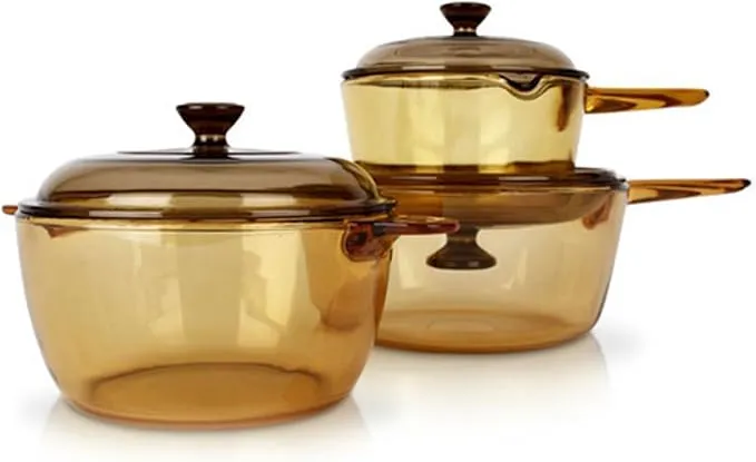 Visions 6-Piece Glass Saucepan Set